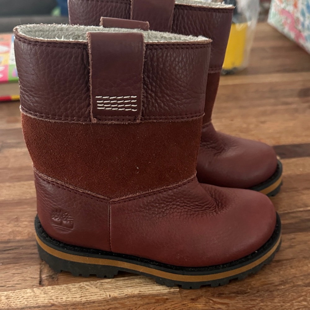 Timberland Kids Burgundy and Brown Boots